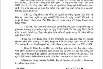 công văn nghỉ Tết Nguyên Đán năm học 2023-2024